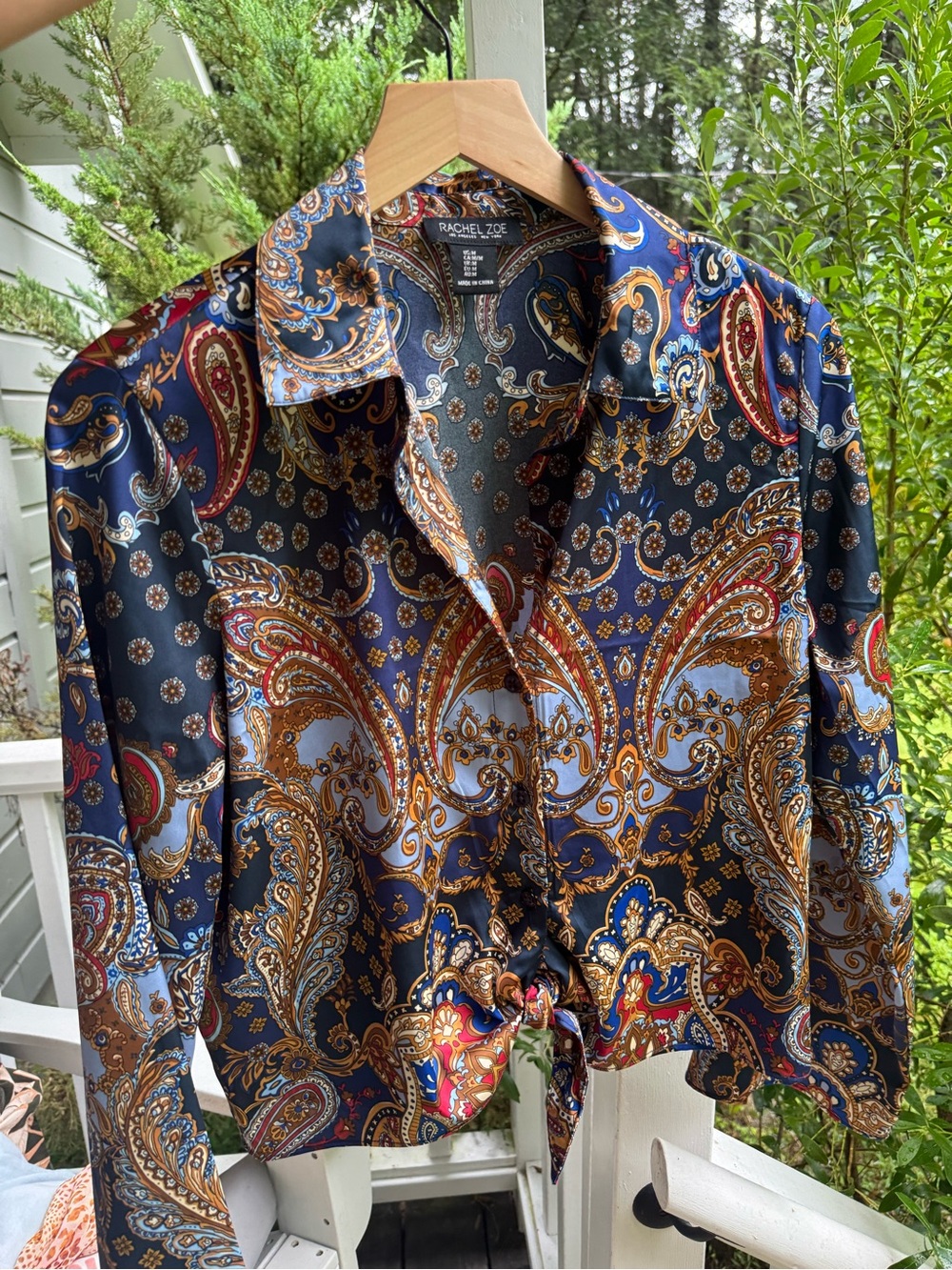 Rachel Zoe Women’s Navy Paisley Button-Up Shirt